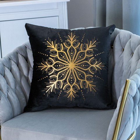 Poszewka dekoracyjna METALICZNA VELVET 40x40 cm kolor czarny ze złotym zdobieniem Poszewka dekoracyjna METALICZNA VELVET 40x40 cm kolor czarny ze złotym zdobieniem