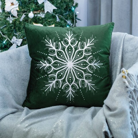 Poszewka dekoracyjna METALICZNA VELVET 40x40 cm kolor szmaragdowy ze srebrnym zdobieniem Poszewka dekoracyjna METALICZNA VELVET 40x40 cm kolor szmaragdowy ze srebrnym zdobieniem