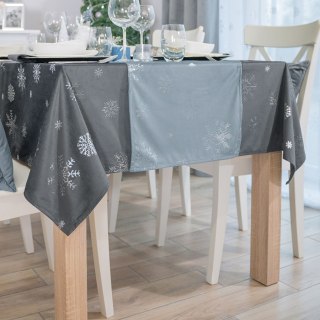 Bieżnik wodoodporny ŚNIEŻKI VELVET 40x140 cm kolor jasny niebieski ze srebrnym zdobieniem