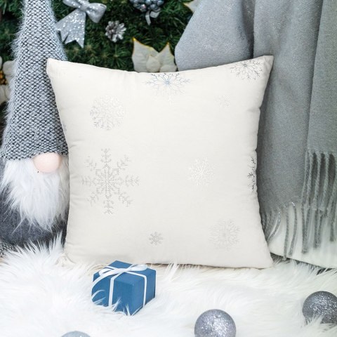 Poszewka dekoracyjna ŚNIEŻKI VELVET 40x40 cm kolor offwhite ze złotym zdobieniem Poszewka dekoracyjna ŚNIEŻKI VELVET 40x40 cm kolor offwhite ze złotym zdobieniem
