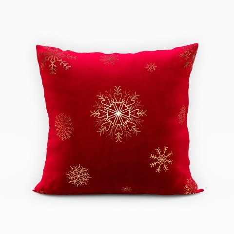 Poszewka dekoracyjna ŚNIEŻKI VELVET 40x40 cm kolor czerwony ze złotym zdobieniem Poszewka dekoracyjna ŚNIEŻKI VELVET 40x40 cm kolor czerwony ze złotym zdobieniem