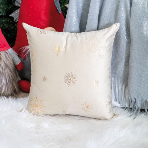 Poszewka dekoracyjna ŚNIEŻKI VELVET 40x40 cm kolor kremowy ze złotym zdobieniem Poszewka dekoracyjna ŚNIEŻKI VELVET 40x40 cm kolor kremowy ze złotym zdobieniem