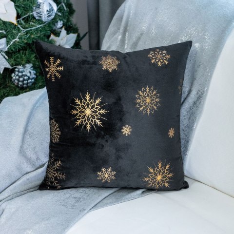 Poszewka dekoracyjna ŚNIEŻKI VELVET 40x40 cm kolor czarny ze złotym zdobieniem Poszewka dekoracyjna ŚNIEŻKI VELVET 40x40 cm kolor czarny ze złotym zdobieniem