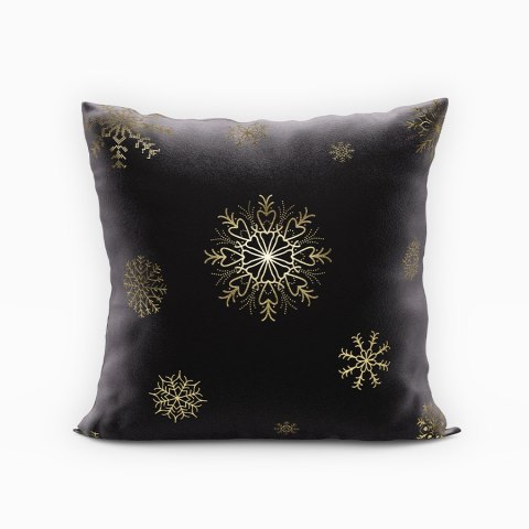 Poszewka dekoracyjna ŚNIEŻKI VELVET 40x40 cm kolor czarny ze złotym zdobieniem Poszewka dekoracyjna ŚNIEŻKI VELVET 40x40 cm kolor czarny ze złotym zdobieniem