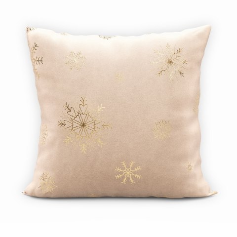 Poszewka dekoracyjna ŚNIEŻKI VELVET 45x45 cm kolor kremowy ze złotym zdobieniem Poszewka dekoracyjna ŚNIEŻKI VELVET 45x45 cm kolor kremowy ze złotym zdobieniem