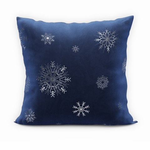 Poszewka dekoracyjna ŚNIEŻKI VELVET 45x45 cm kolor granatowy ze złotym zdobieniem Poszewka dekoracyjna ŚNIEŻKI VELVET 45x45 cm kolor granatowy ze złotym zdobieniem