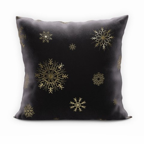 Poszewka dekoracyjna ŚNIEŻKI VELVET 45x45 cm kolor czarny ze złotym zdobieniem Poszewka dekoracyjna ŚNIEŻKI VELVET 45x45 cm kolor czarny ze złotym zdobieniem