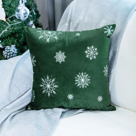 Poszewka dekoracyjna ŚNIEŻKI VELVET 45x45 cm kolor szmaragdowy ze złotym zdobieniem Poszewka dekoracyjna ŚNIEŻKI VELVET 45x45 cm kolor szmaragdowy ze złotym zdobieniem