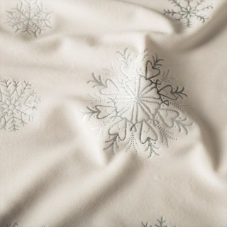 ŚNIEŻKI Tkanina dekoracyjna wodoodporna VELVET, szerokość 145cm, kolor 001 offwhite ze srebrnym zdobieniem TBN001/TDP/001/145000