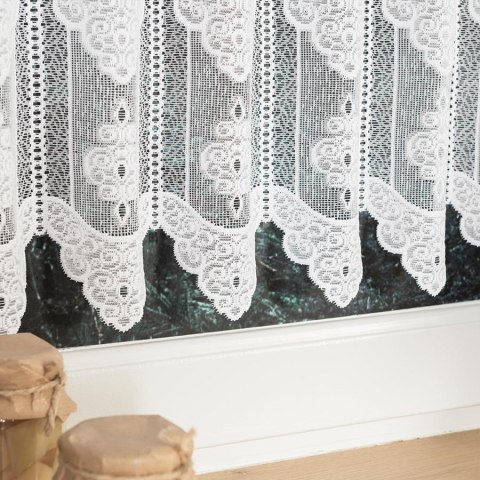 Zazdrostka żakardowa panelowa 355860 wysokość 40 cm kolor biały