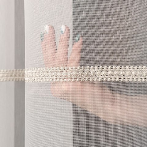 LINUS Firanka haftowana, wysokość 300cm, kolor 014 offwhite ze złotym z błyskiem 043203/000/014/000300/1