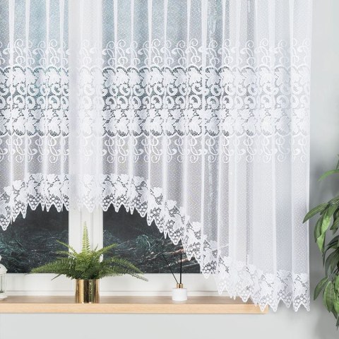 HERNANI Firanka żakardowa odpasowana ze wzorem pasowym, szerokość 410 x wysokość 160cm, kolor 001 biały 004465/FOL/001/000162/1