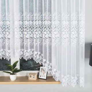 HERNANI Firanka żakardowa odpasowana ze wzorem pasowym, szerokość 510 x wysokość 160cm, kolor 001 biały 004465/FOL/001/000163/1