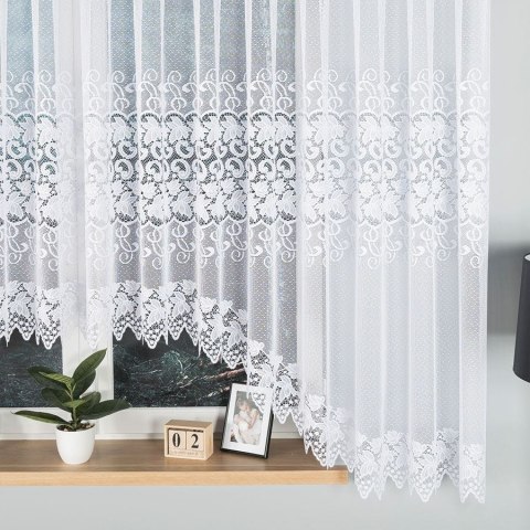 HERNANI Firanka żakardowa odpasowana ze wzorem pasowym, szerokość 510 x wysokość 160cm, kolor 001 biały 004465/FOL/001/000163/1