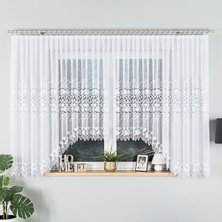 HERNANI Firanka żakardowa odpasowana ze wzorem pasowym, szerokość 600 x wysokość 160cm, kolor 001 biały 004465/FOL/001/000164/1