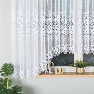 HERNANI Firanka żakardowa odpasowana ze wzorem pasowym, szerokość 600 x wysokość 160cm, kolor 001 biały 004465/FOL/001/000164/1