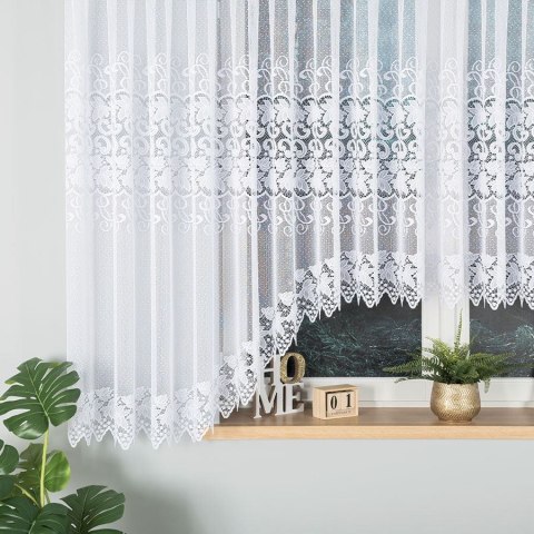 HERNANI Firanka żakardowa odpasowana ze wzorem pasowym, szerokość 600 x wysokość 160cm, kolor 001 biały 004465/FOL/001/000164/1