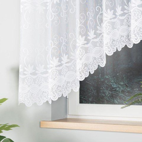 JOWITA Firanka żakardowa odpasowana ze wzorem pasowym, szerokość 300 x wysokość 150cm, kolor 001 biały 018960/FOL/001/000151/1
