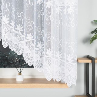 JOWITA Firanka żakardowa odpasowana ze wzorem pasowym, szerokość 300 x wysokość 160cm, kolor 001 biały 018960/FOL/001/000161/1