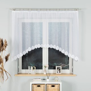 ŻAKLINA Firanka żakardowa odpasowana ze wzorem na samym dole, szerokość 250 x wysokość 130cm, kolor 001 biały 023405/FOL/001/000