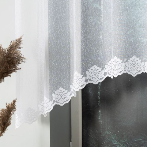 ŻAKLINA Firanka żakardowa odpasowana ze wzorem na samym dole, szerokość 250 x wysokość 130cm, kolor 001 biały 023405/FOL/001/000