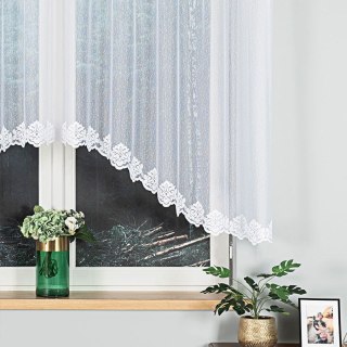 ŻAKLINA Firanka żakardowa odpasowana ze wzorem na samym dole, szerokość 300 x wysokość 140cm, kolor 001 biały 023405/FOL/001/000