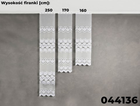 Firanka żakardowa ze wzorem pasowym, wysokość 170cm, kolor 001 biały 044136/000/001/000170/1 Firanka żakardowa ze wzorem pasowym, wysokość 170cm, kolor 001 biały 044136/000/001/000170/1