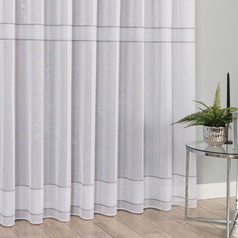 Firanka fantazyjna ze wzorem pasowym z ołowianką, wysokość 320 cm, kolor 001 biały 021189/OLO/001/000320/1