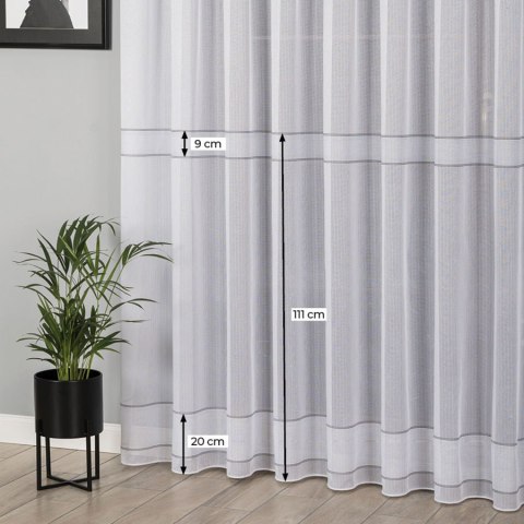 Firanka fantazyjna ze wzorem pasowym z ołowianką, wysokość 320 cm, kolor 001 biały 021189/OLO/001/000320/1