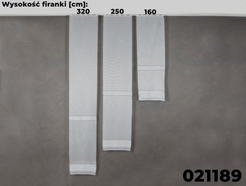 Firanka fantazyjna ze wzorem pasowym z ołowianką, wysokość 320 cm, kolor 001 biały 021189/OLO/001/000320/1