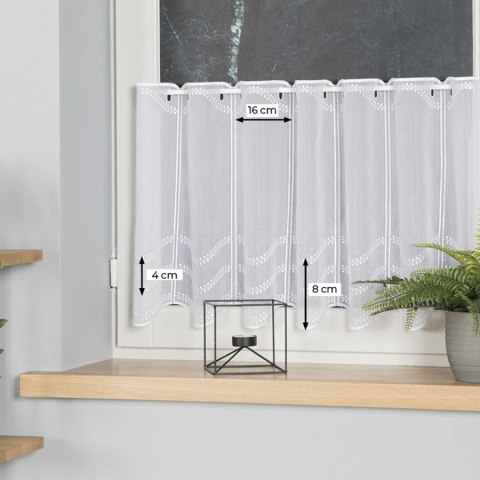 Zazdrostka panelowa haftowana na woalu, wysokość 45cm, kolor 001 biały 034606/233/001/000045/1 Zazdrostka panelowa haftowana na woalu, wysokość 45cm, kolor 001 biały 034606/233/001/000045/1