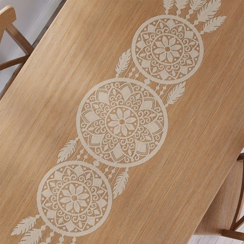 Bieżnik żakardowy gotowy, łapacz snów ALIA 36x140 cm kolor naturalny Bieżnik żakardowy gotowy, łapacz snów ALIA 36x140 cm kolor naturalny