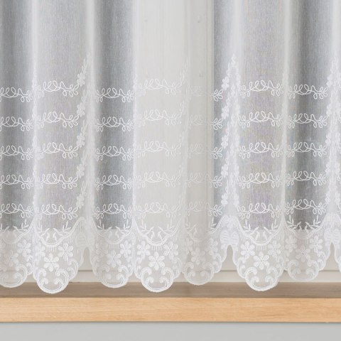 Firanka haftowana 034456 wysokość 160 cm kolor biały