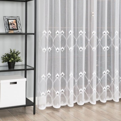 Firanka haftowana 034558 wysokość 280 cm kolor biały