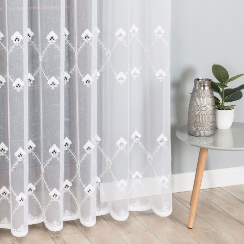 Firanka haftowana 034558 wysokość 280 cm kolor biały
