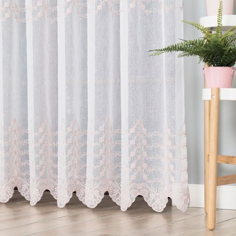 Firanka haftowana 034456 wysokość 280 cm kolor biały