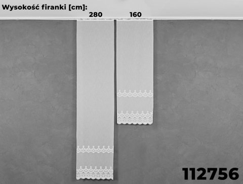 Firanka haftowana 112756 wysokość 280 cm kolor biały Firanka haftowana 112756 wysokość 280 cm kolor biały