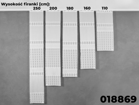 Firanka żakardowa 018869 wysokość 180 cm kolor biały Firanka żakardowa 018869 wysokość 180 cm kolor biały