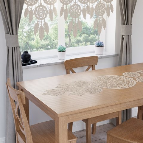 Bieżnik żakardowy gotowy, łapacz snów LEA 45x155 cm kolor naturalny Bieżnik żakardowy gotowy, łapacz snów LEA 45x155 cm kolor naturalny