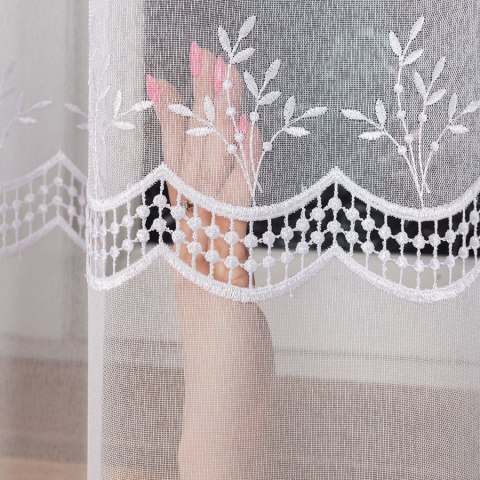 Firanka z aplikacją na markizecie ze wzorem pasowym, wysokość 175cm, kolor 001 biały 112901/433/001/000175/1