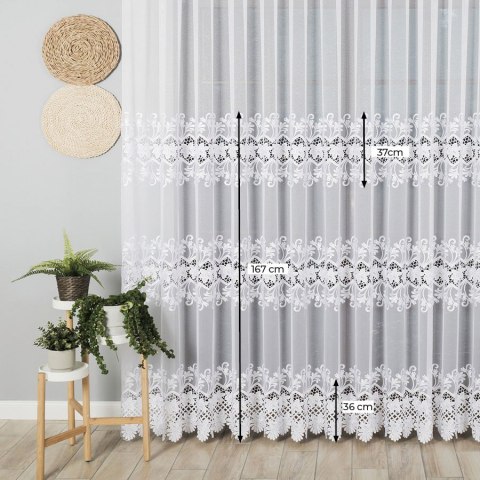 Firanka z aplikacją na markizecie ze wzorem pasowym, wysokość 280cm, kolor 001 biały 122469/433/001/000280/1 Firanka z aplikacją na markizecie ze wzorem pasowym, wysokość 280cm, kolor 001 biały 122469/433/001/000280/1