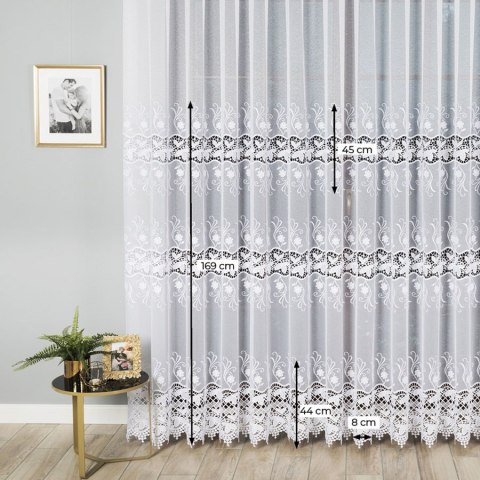 Firanka z aplikacją na markizecie ze wzorem pasowym, wysokość 280cm, kolor 001 biały 122795/433/001/000280/1 Firanka z aplikacją na markizecie ze wzorem pasowym, wysokość 280cm, kolor 001 biały 122795/433/001/000280/1