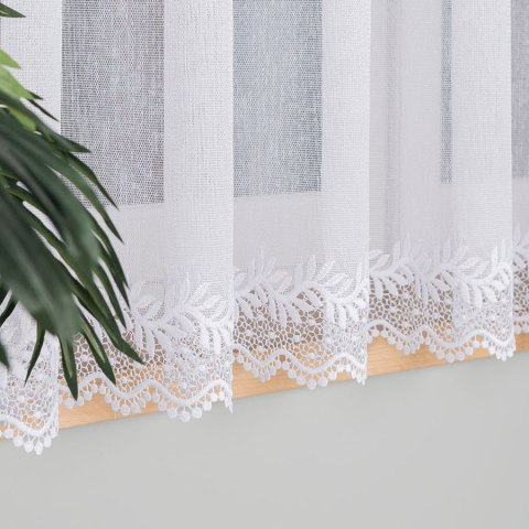 Firanka z aplikacją ze wzorem pasowym, wysokość 160cm, kolor 001 biały 009211/382/001/000160/1