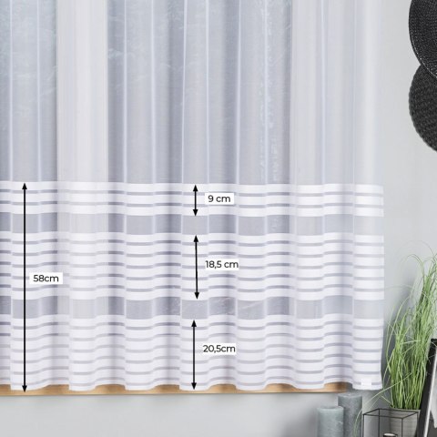 Firanka żakardowa ze wzorem pasowym, wysokość 160cm, kolor 001 biały 000281/BIS/001/000160/1