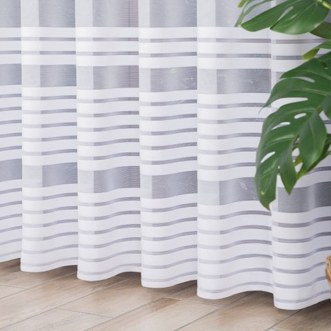 Firanka żakardowa ze wzorem pasowym, wysokość 250cm, kolor 001 biały 000281/BIS/001/000250/1