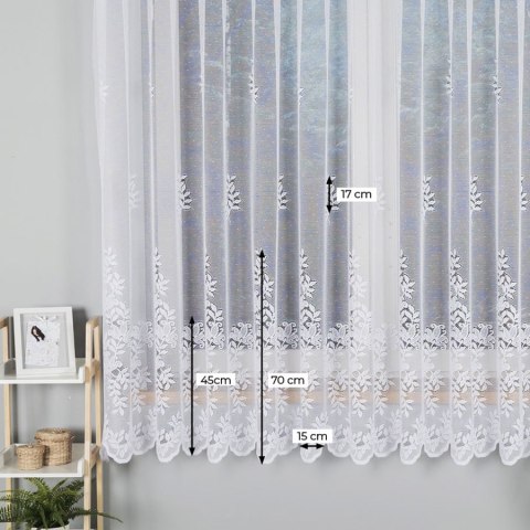 Firanka żakardowa, wysokość 180cm, kolor 001 biały 663117/000/001/000180/1