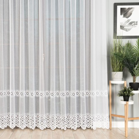 Firanka z aplikacją 112769 wysokość 280 cm kolor biały