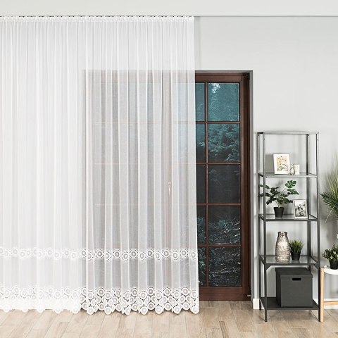 Firanka z aplikacją 112769 wysokość 280 cm kolor biały