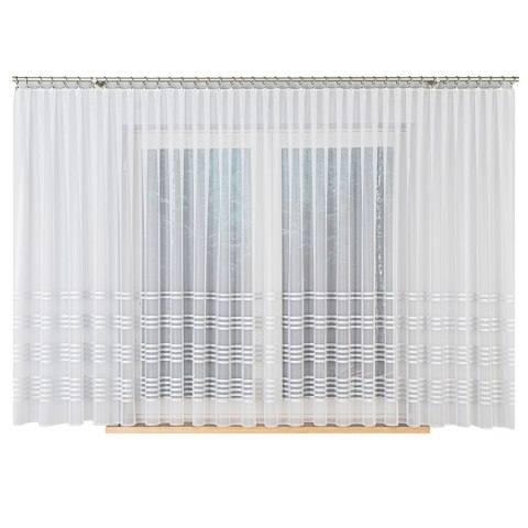 Firanka gotowa żakardowa KALINA 160x550 cm kolor biały ze srebrnym lurexem