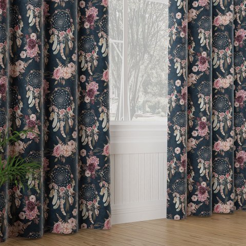 KWIATOWY ŁAPACZ SNÓW Tkanina dekoracyjna VELVET, 150cm, kolor 001 granatowy D00098/VEL/002/150000/1 KWIATOWY ŁAPACZ SNÓW Tkanina dekoracyjna VELVET, 150cm, kolor 001 granatowy D00098/VEL/002/150000/1